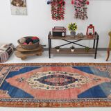 Tapis Vintage Bleu Oriental 4x9, 137x272Cm