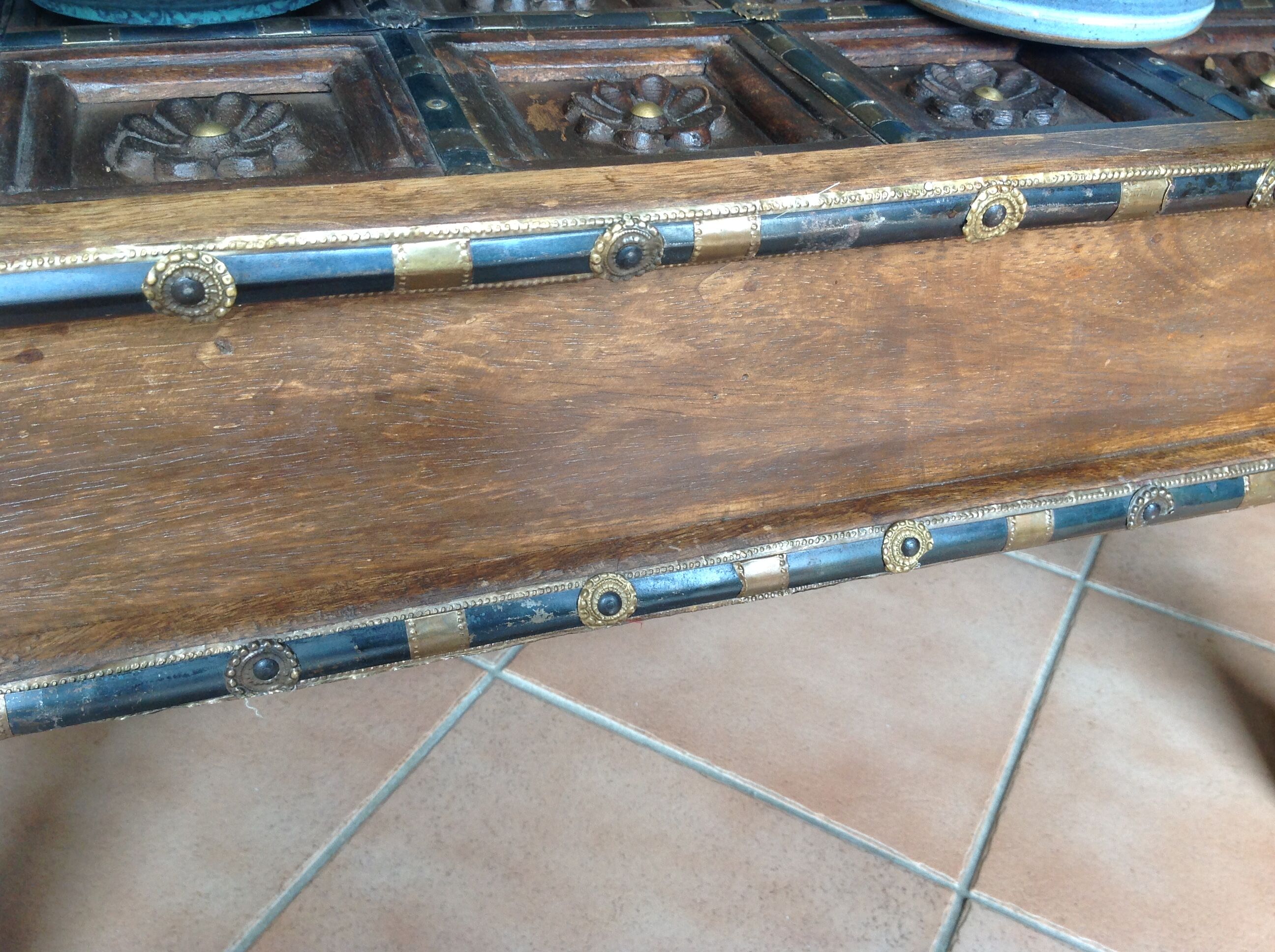 Colonial-style wooden square coffee table