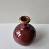 Soliflore vase in oxblood glazed ceramic Signed (Signature to be identified)