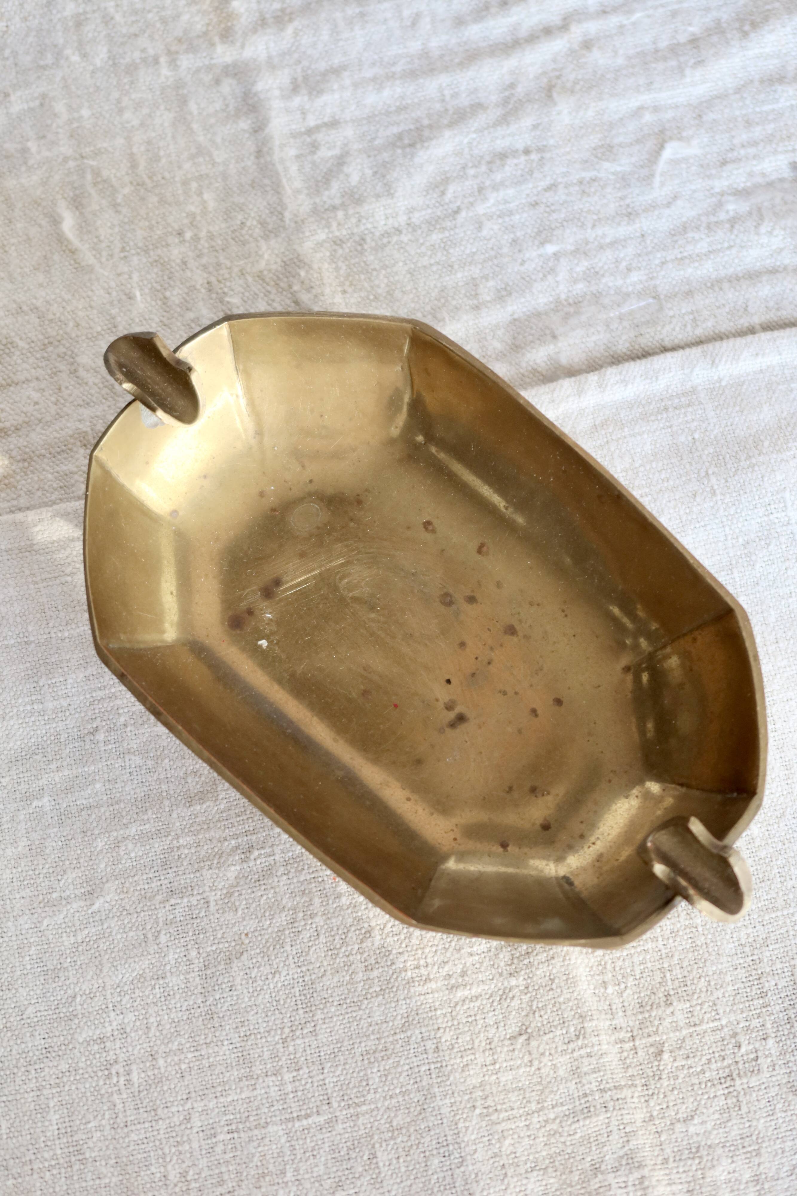 Antique patinated brass ashtray
