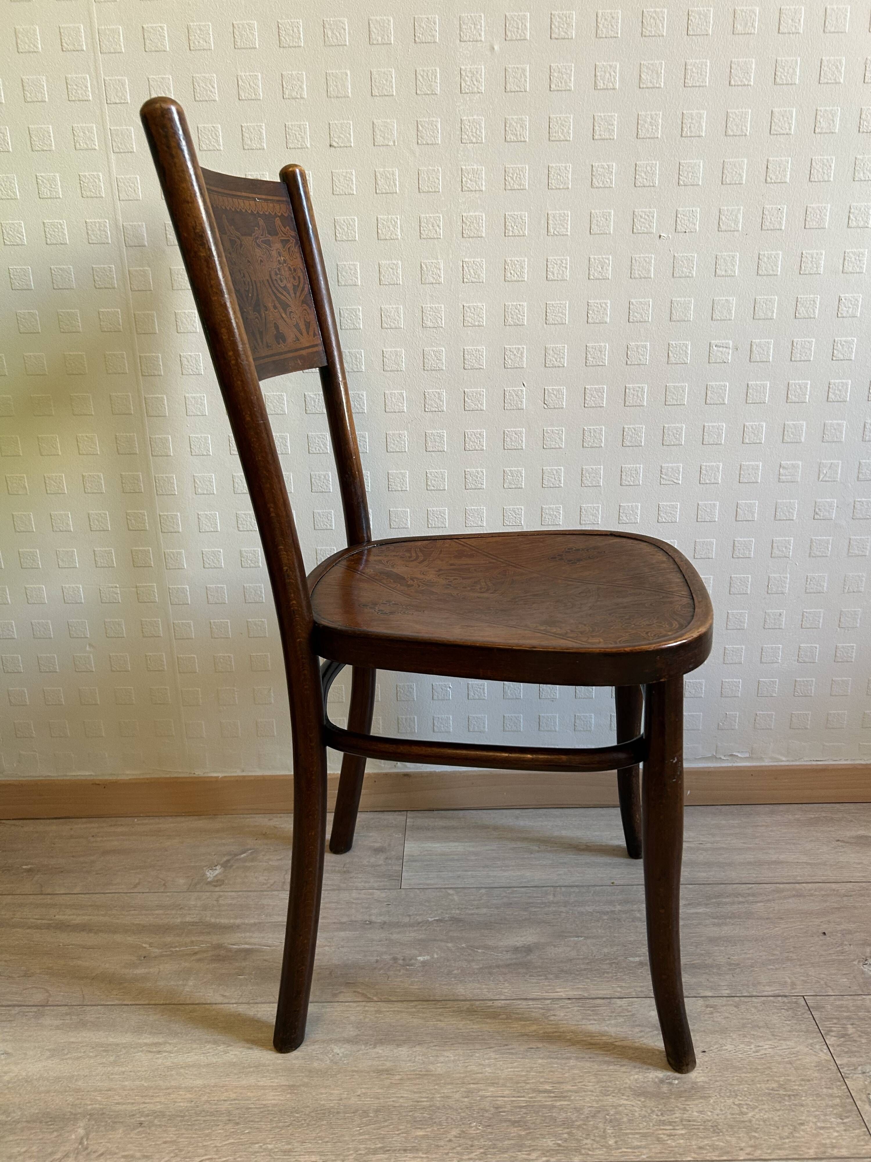 6 antique chairs Jacob & Josef Kohn – Vienna – Decorated bent wood – Style