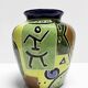 Glazed ceramic vase with Africanist decoration, France 1980s.