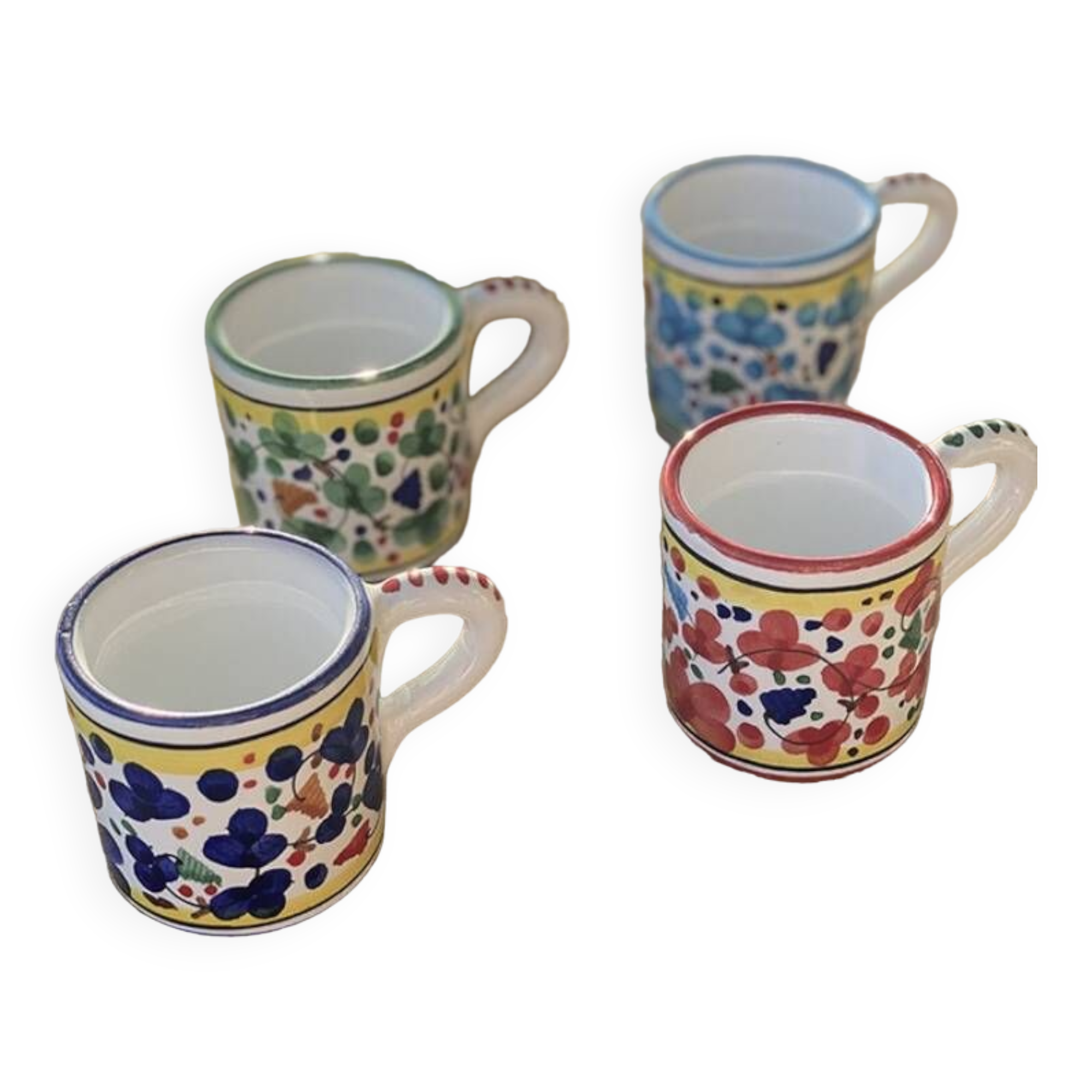 Navy blue flower bird mug