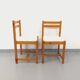 Pair of vintage chairs in pine and white terry fabric from the 70s