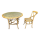 Table cannage et bois courbé vintage, meuble ancien