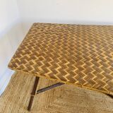 Large free-form rattan table