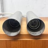 Pair of Parscot brushed metal pendant lights, 1970s