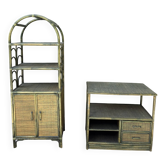 Ensemble de meuble vintage- bambou et rotin