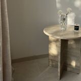 Travertine side table round travertine bedside table