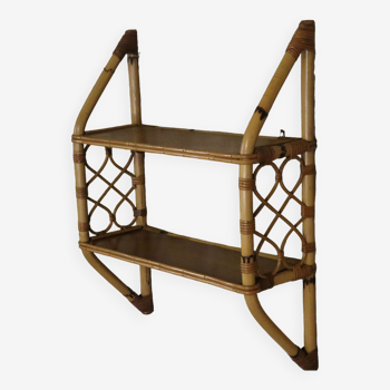 70's rattan wall shelf