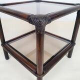 Rattan bedside and smoked glass