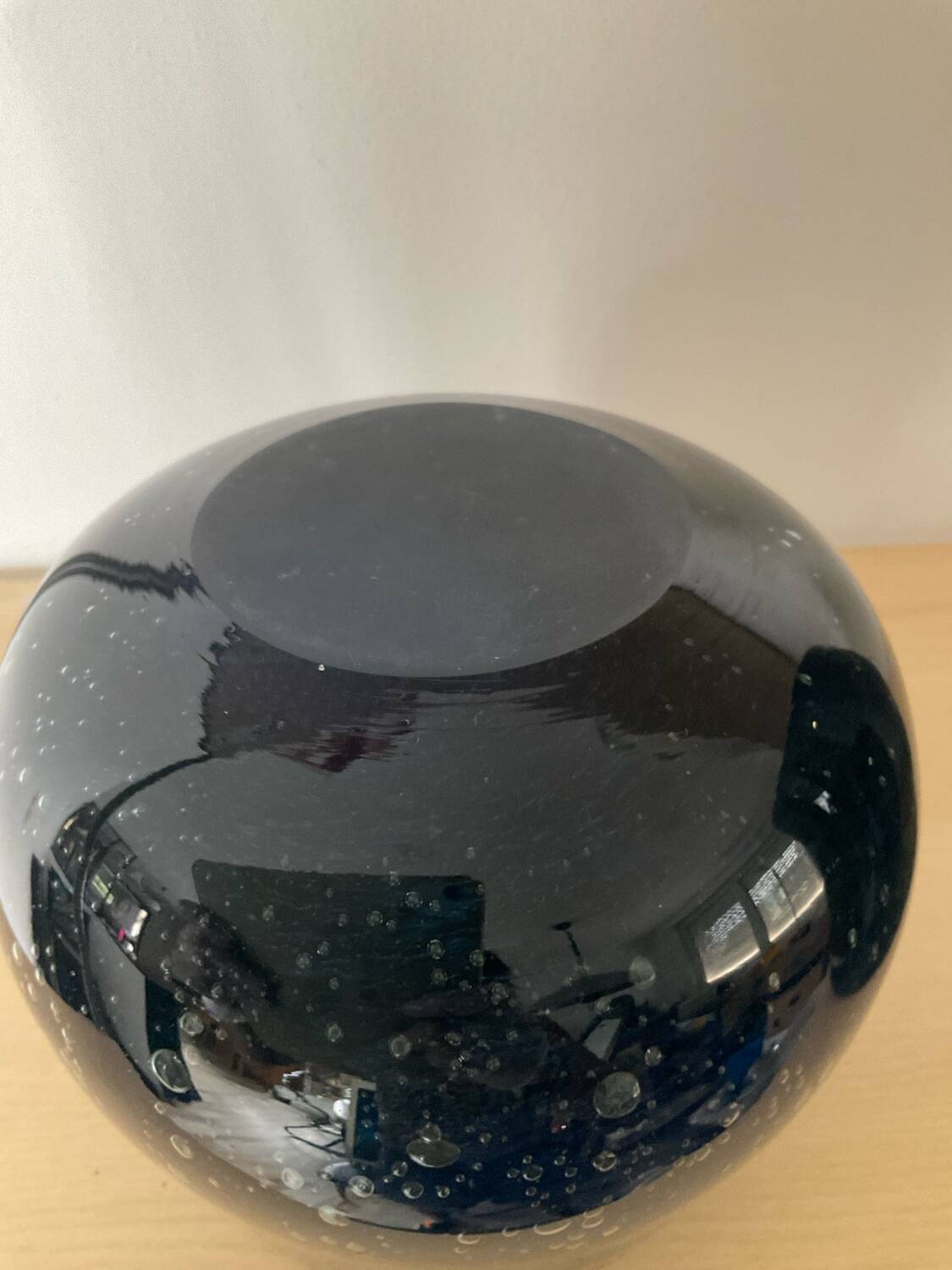 Pair of vintage flowerpots in bubbled glass paste