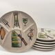 6 hand-decorated burgundian fondue plates in ceramic