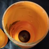 Ancien : paires de vase en verre pâte de verre orange peint