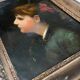 HST painting "Portrait of a young woman with a red bow" 19th century for restoration