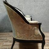 Napoleon III period bench in blackened wood circa 1850