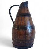 19th Century Rustic French Oak and Metal Hand-Crafted Pitcher