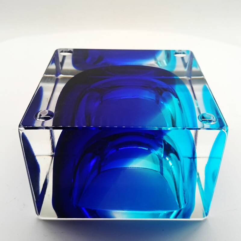 1970s Square Ashtray or Catch-all in Murano Glass by Flavio Poli.