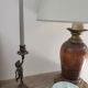 Pewter gray cherub candle holder.