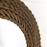 Miroir vintage ovale en osier tressé style bohème