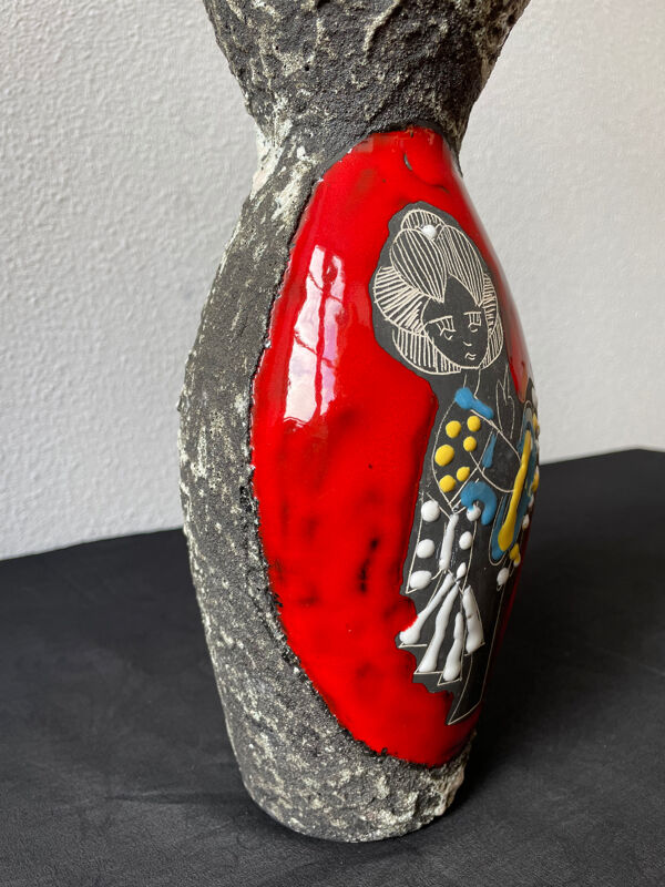 Vase fat lava San Marino italy femme et motif floral