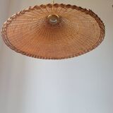 Woven wicker pendant light