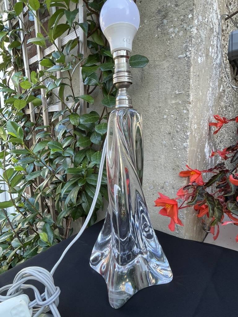 Large crystal lamp base stamped Baccarat