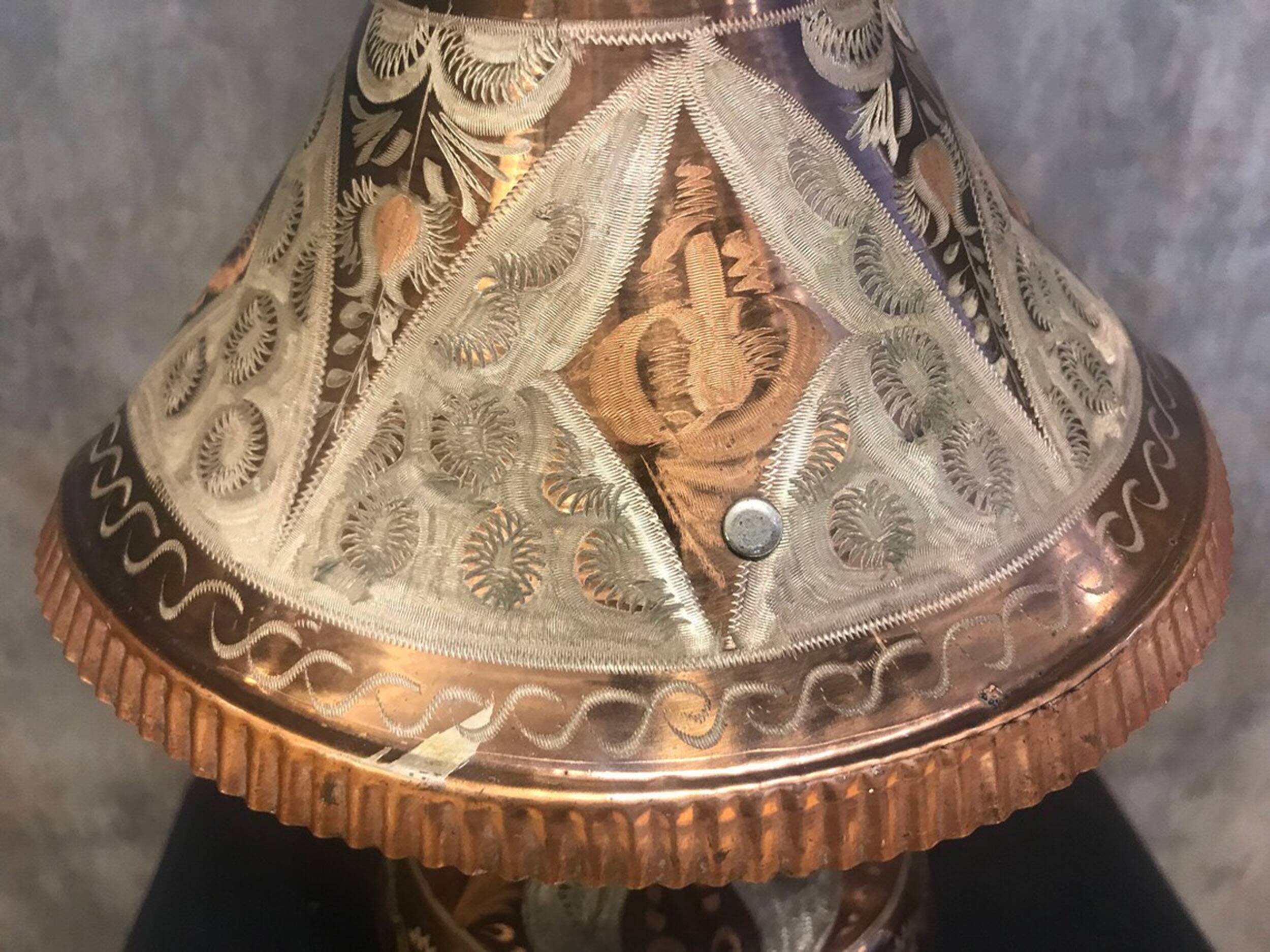 Hand Carved Antique Metal Lamp