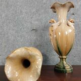 Delphin MASSIER (1836-1907) (after): Pair of large baluster-shaped earthenware vases