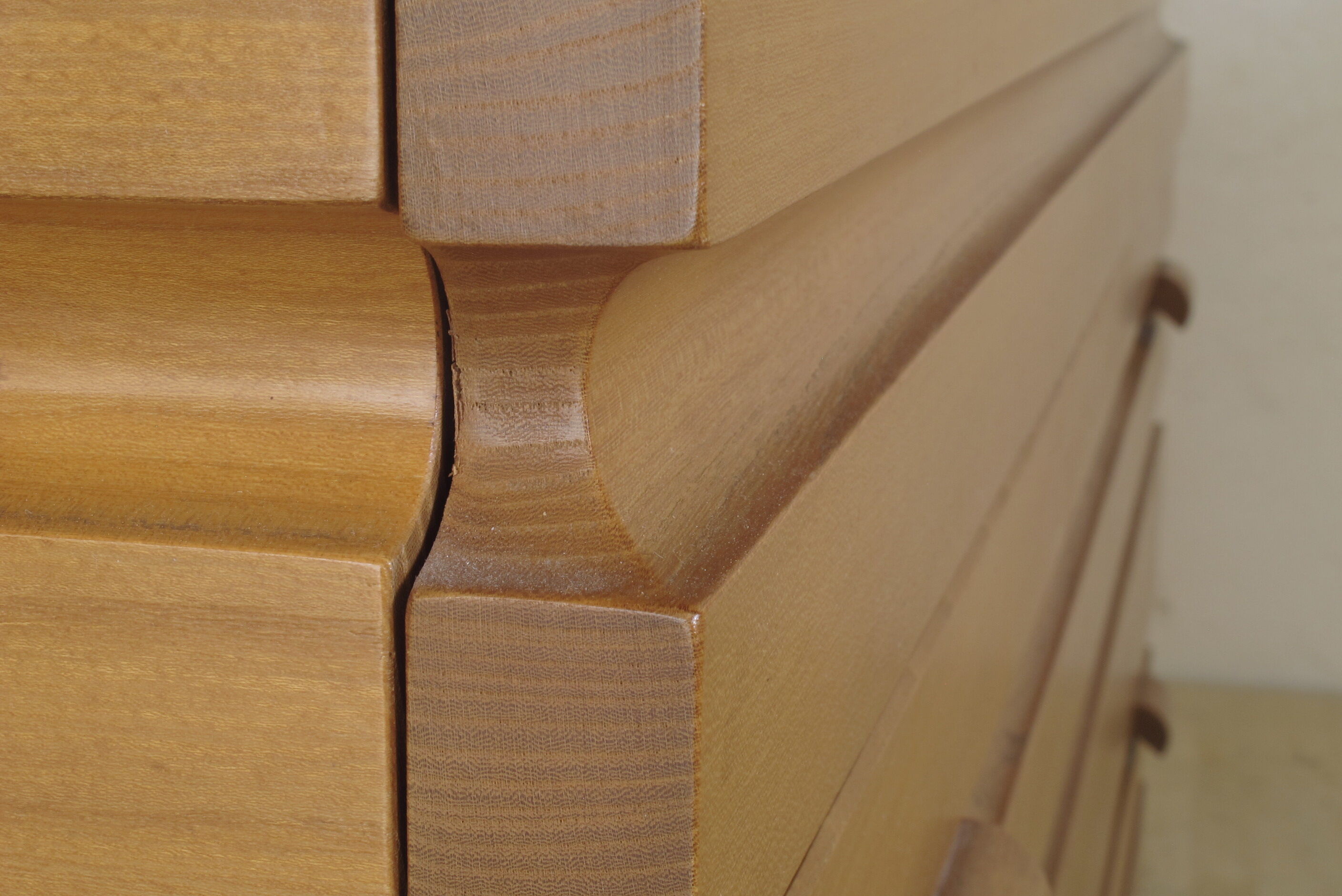 Solid elm three-drawer chest of drawers