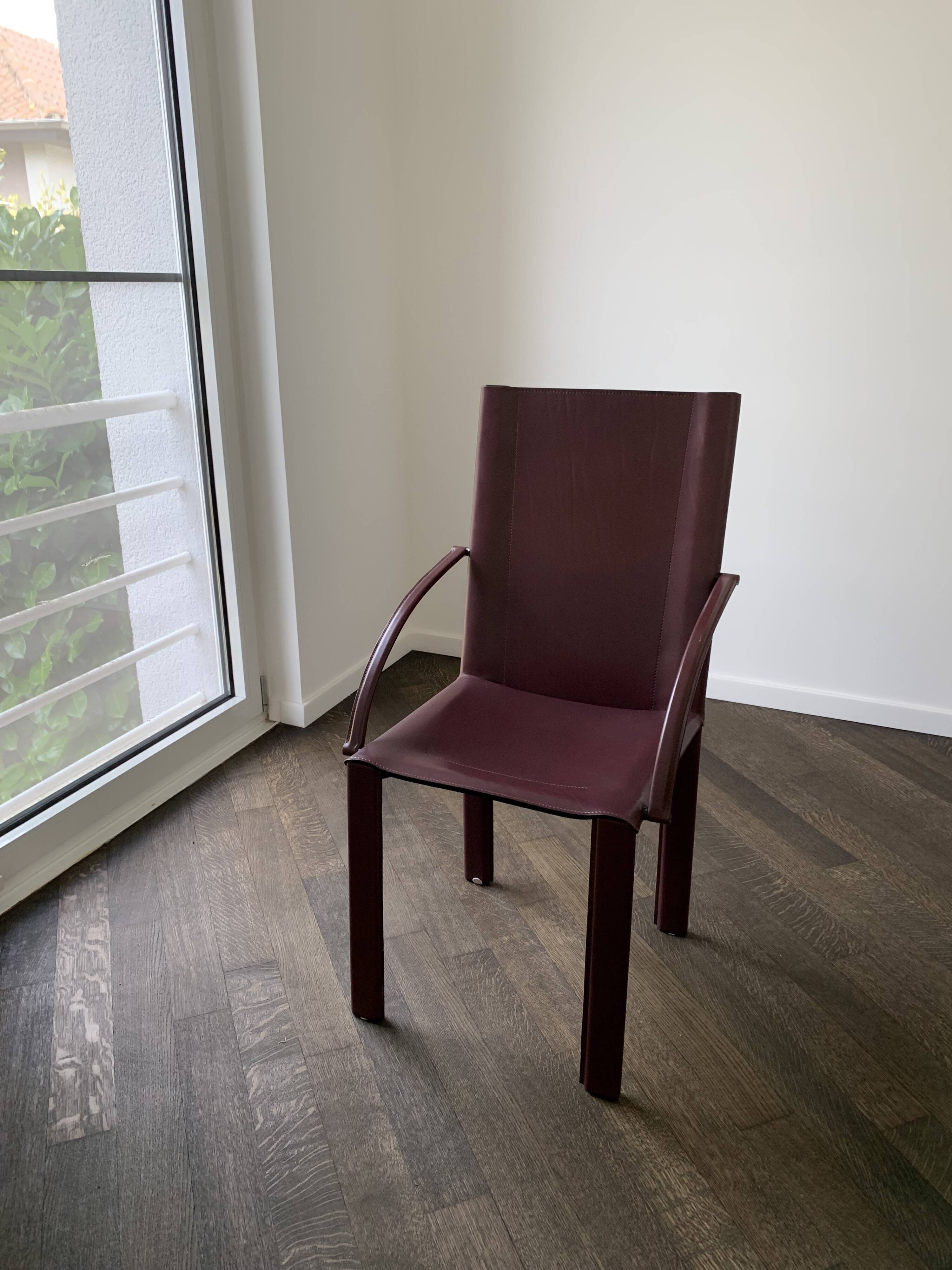 Leather armchair designed by Carlo Bartoli for Matteo Grassi