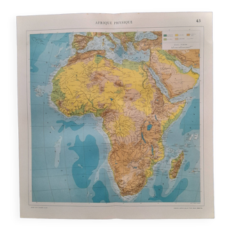 Une carte géographique issue +atlas quillet  année 1925  carte : afrique physique