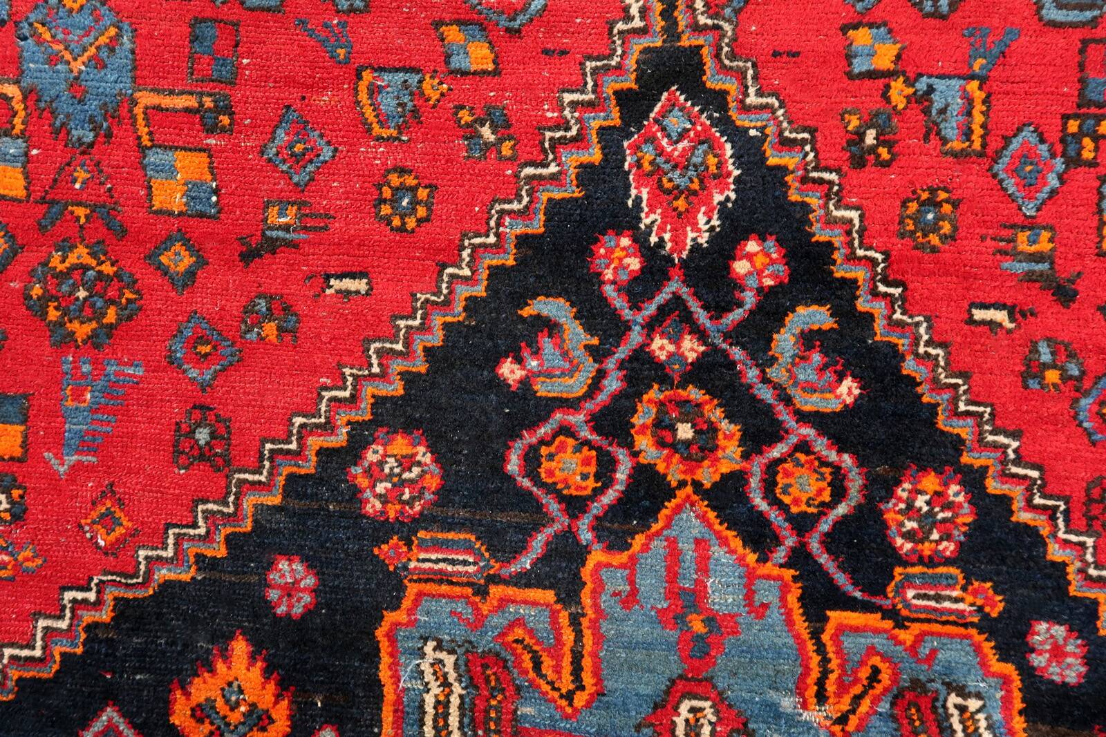 Tapis vintage du Moyen-Orient Hamadan fait main en laine – 133 x 196 cm