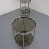 Mid-Century Glass & Metal Serving Bar Carts, 1960s, Set of 2