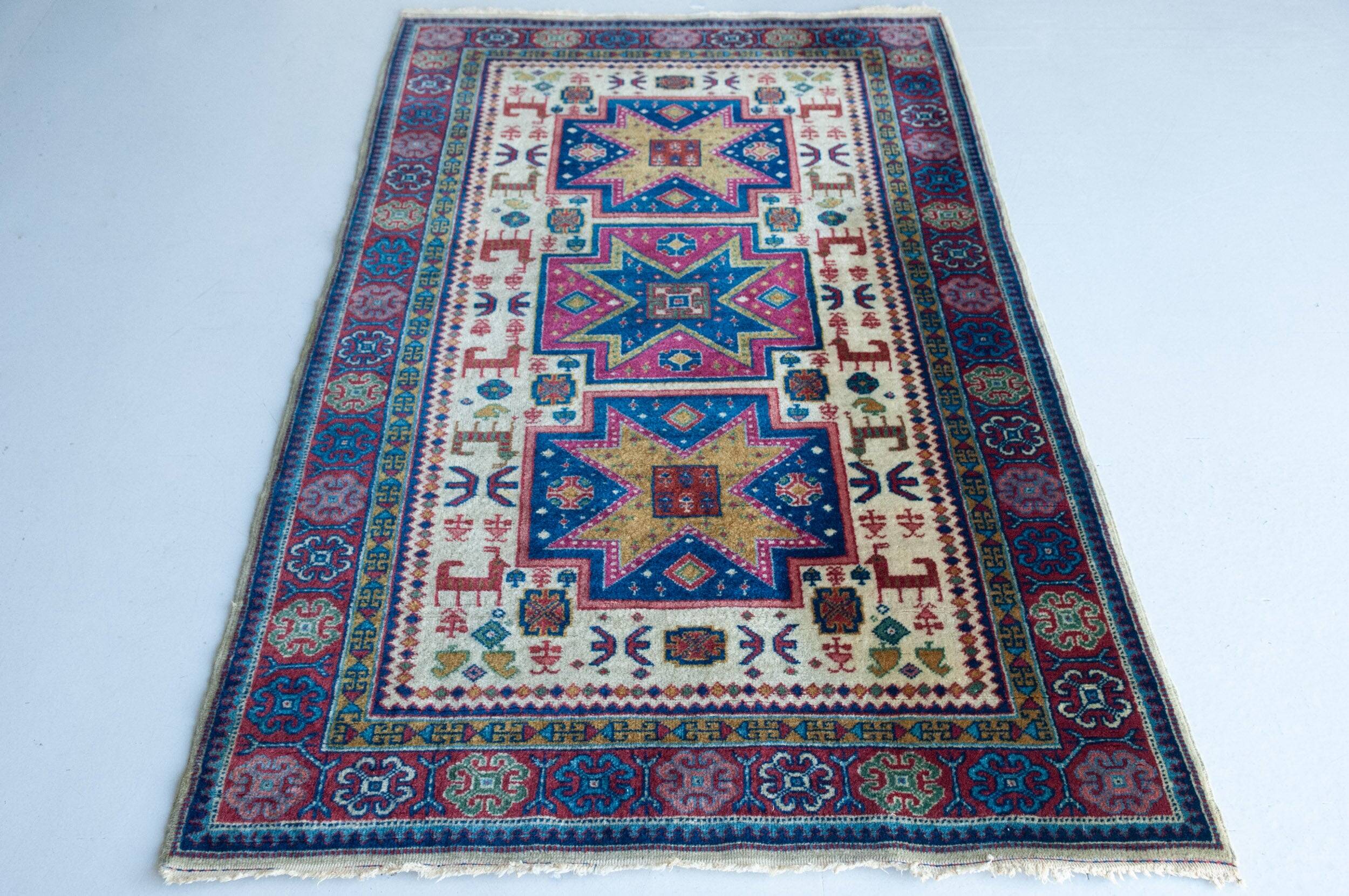 Hand Woven Vintage Eastern Rug - Animal Motifs