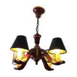 Lustre art deco burgundy earthenware and gold