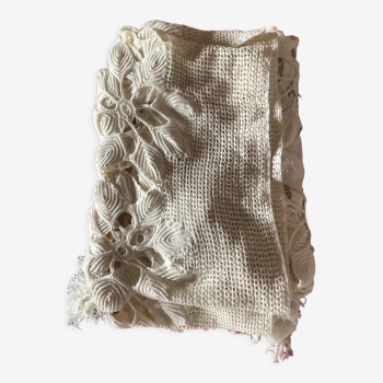 Couvre lit crochet en coton blanc à carrés