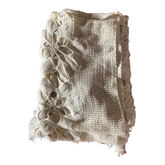 Couvre lit crochet en coton blanc à carrés