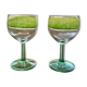 Pair of green stemmed glasses – rustic vintage style