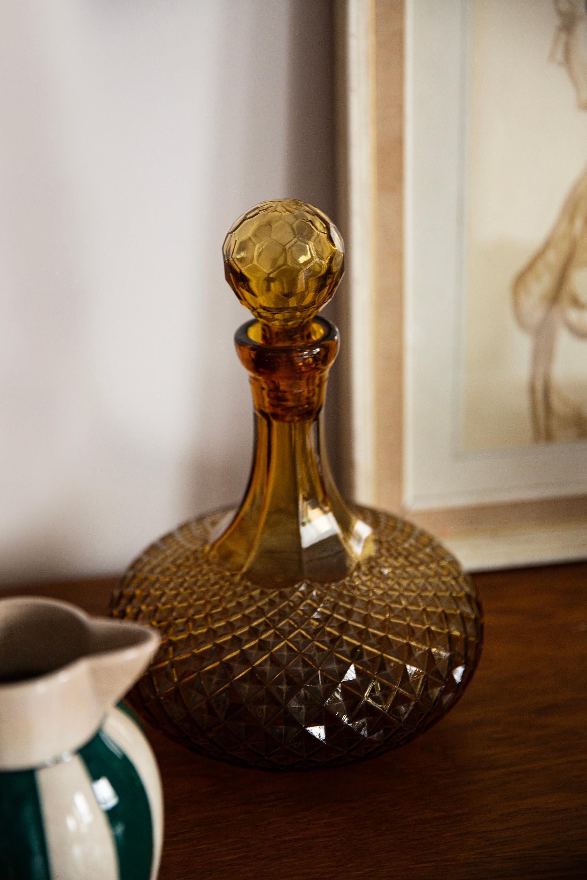 Mid-century yellow glass bottle with stopper, Italy, 1960s