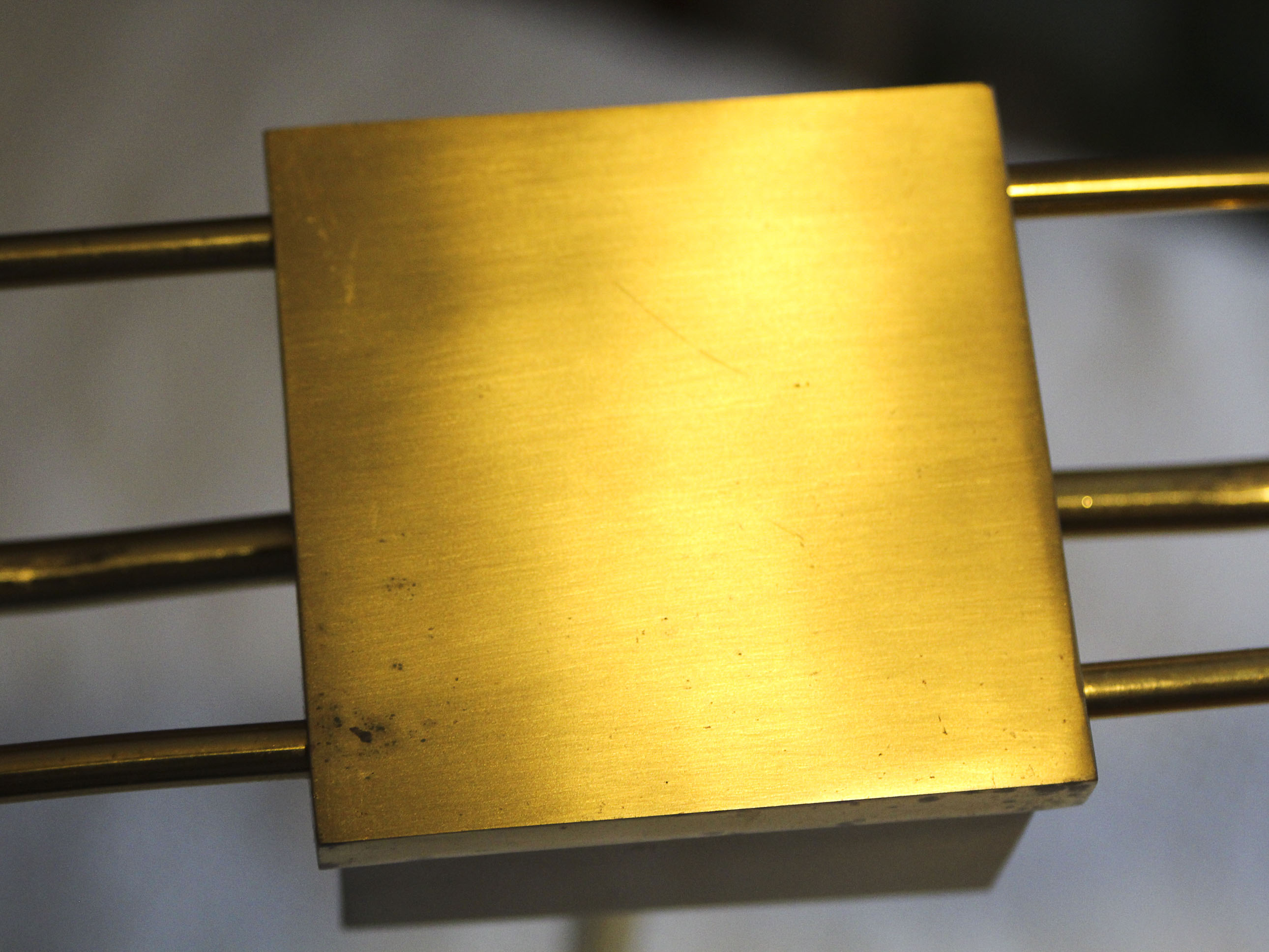 Brass pendant lamp Lucien Gau Paris 70s