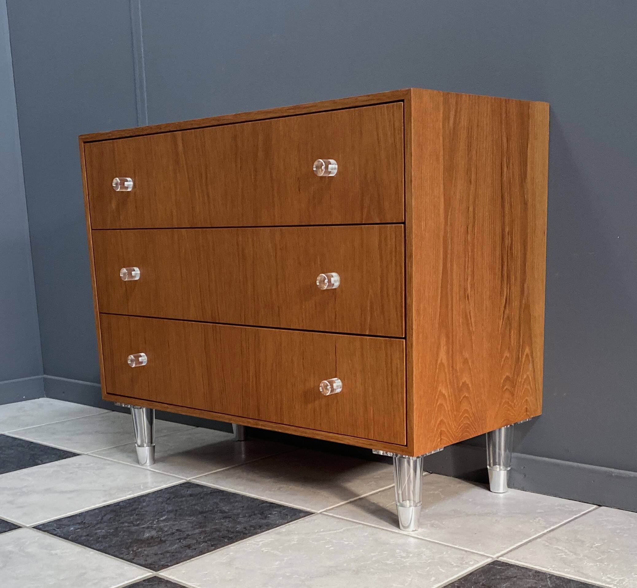 Teak chest of drawers 1970s with perspex handles