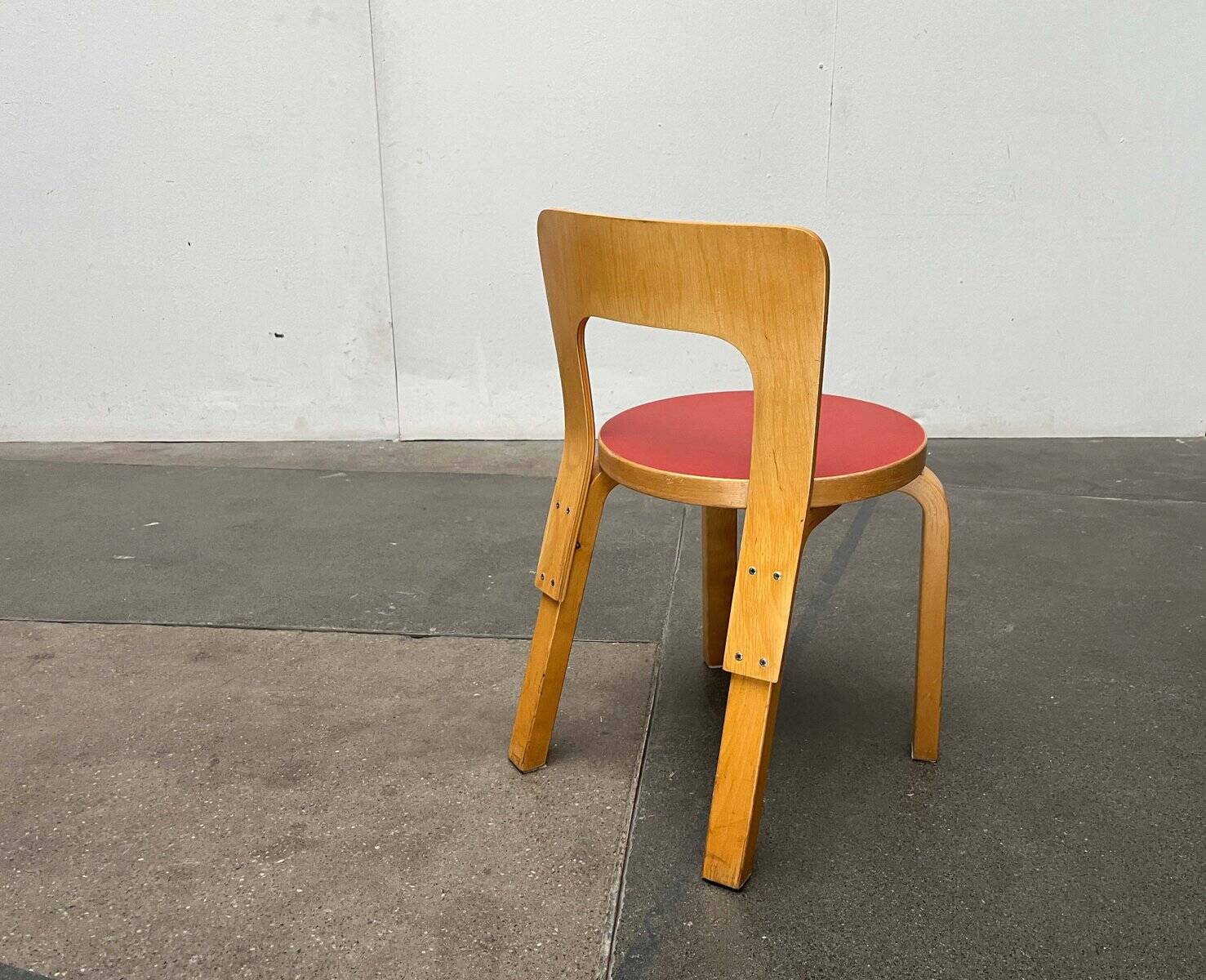 Vintage Red Children's Chair in Linoleum N65 by Alvar Aalto for Artek, Finland, 1970s