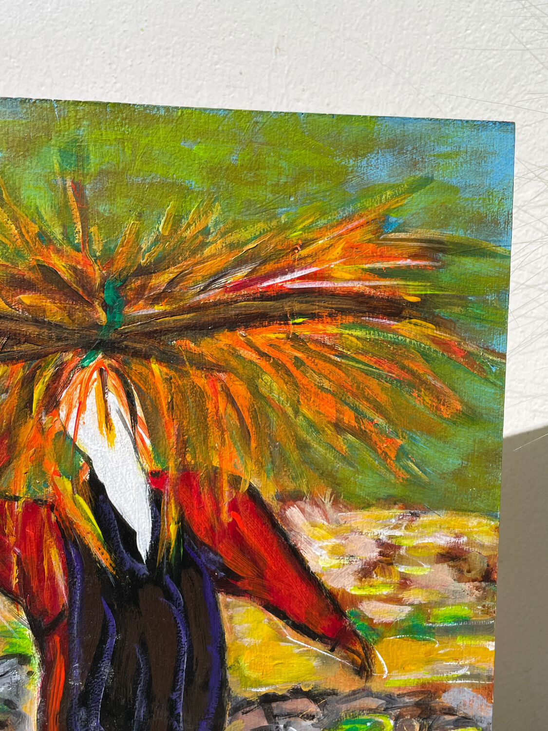 Painting of a woman in a field signed Lung