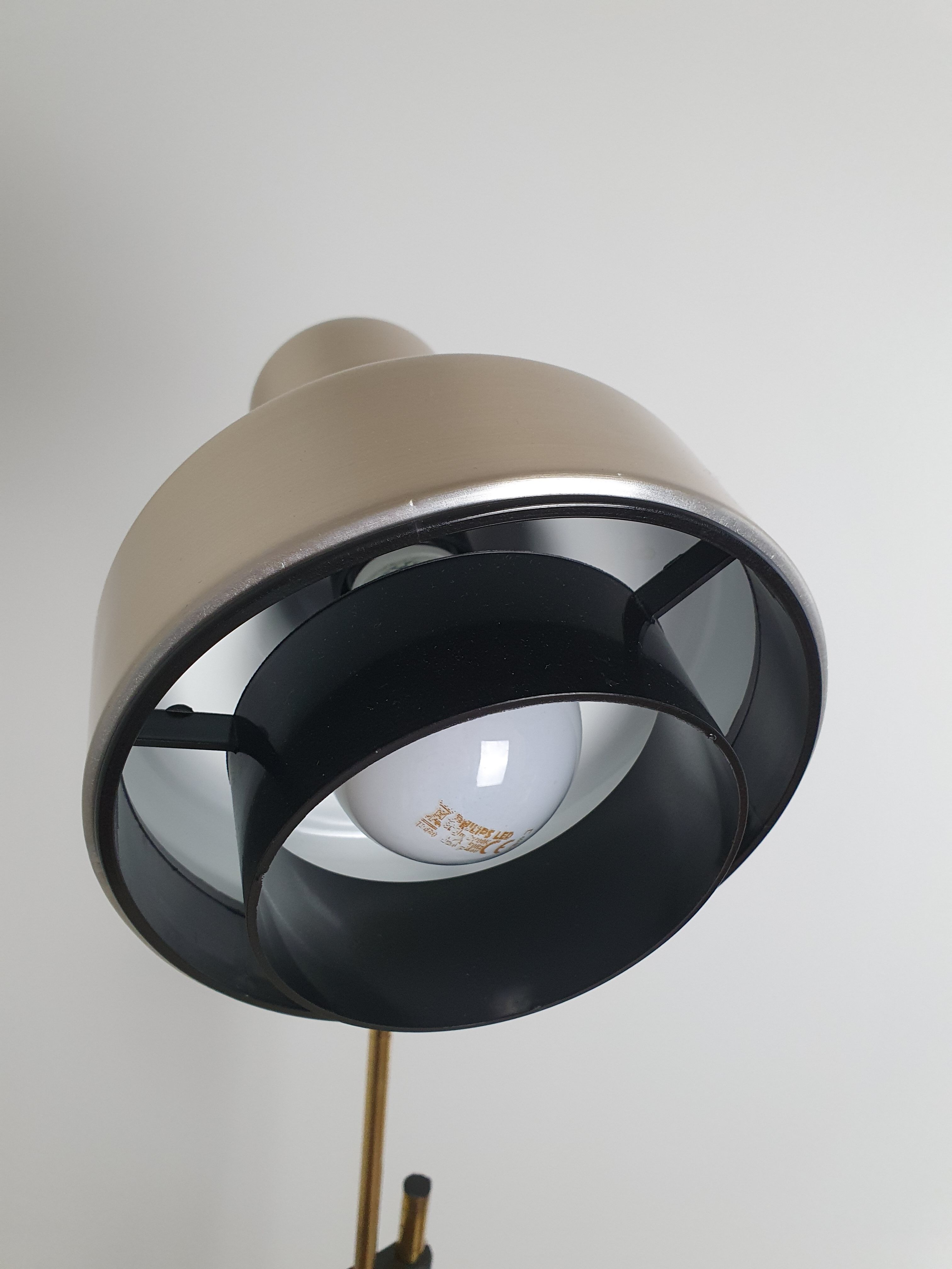 Scandinavian floor lamp gilded and black, 1970