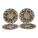 Set of 4 Belon earthenware oyster plates – 25 cm – yellow & green