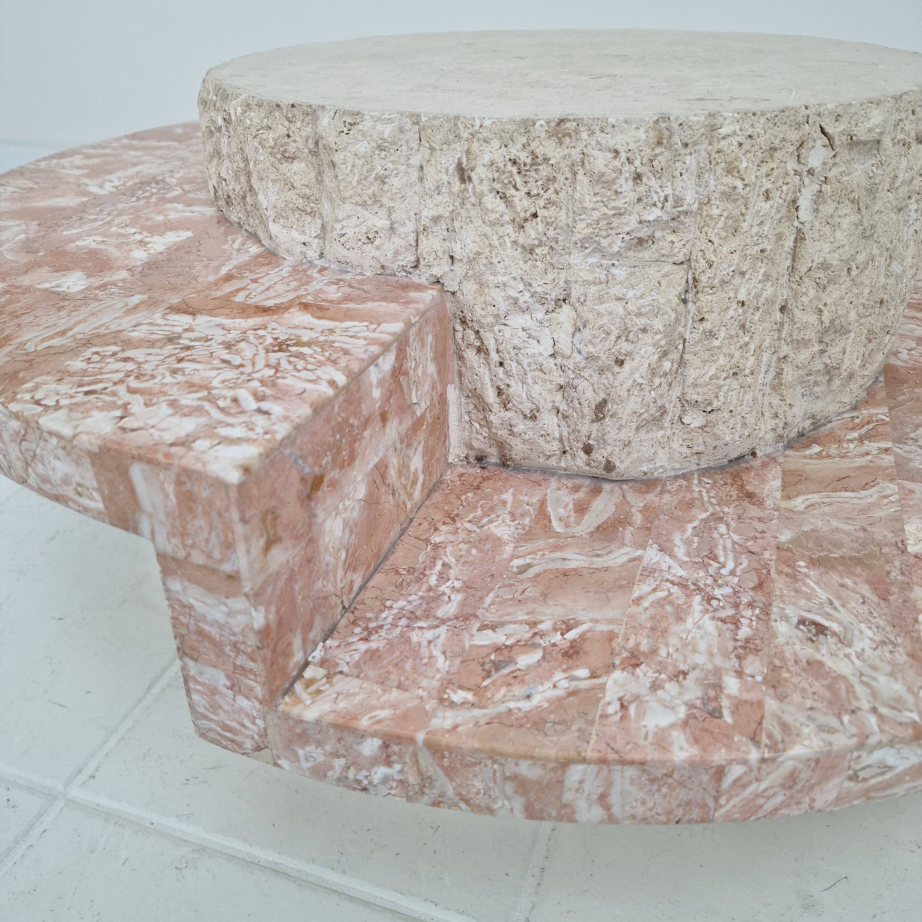 Round Mactan or Fossil Stone Coffee Table by Magnussen Ponte, 1980s