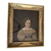 Portrait of a little girl, oil on canvas, antique — 19th century