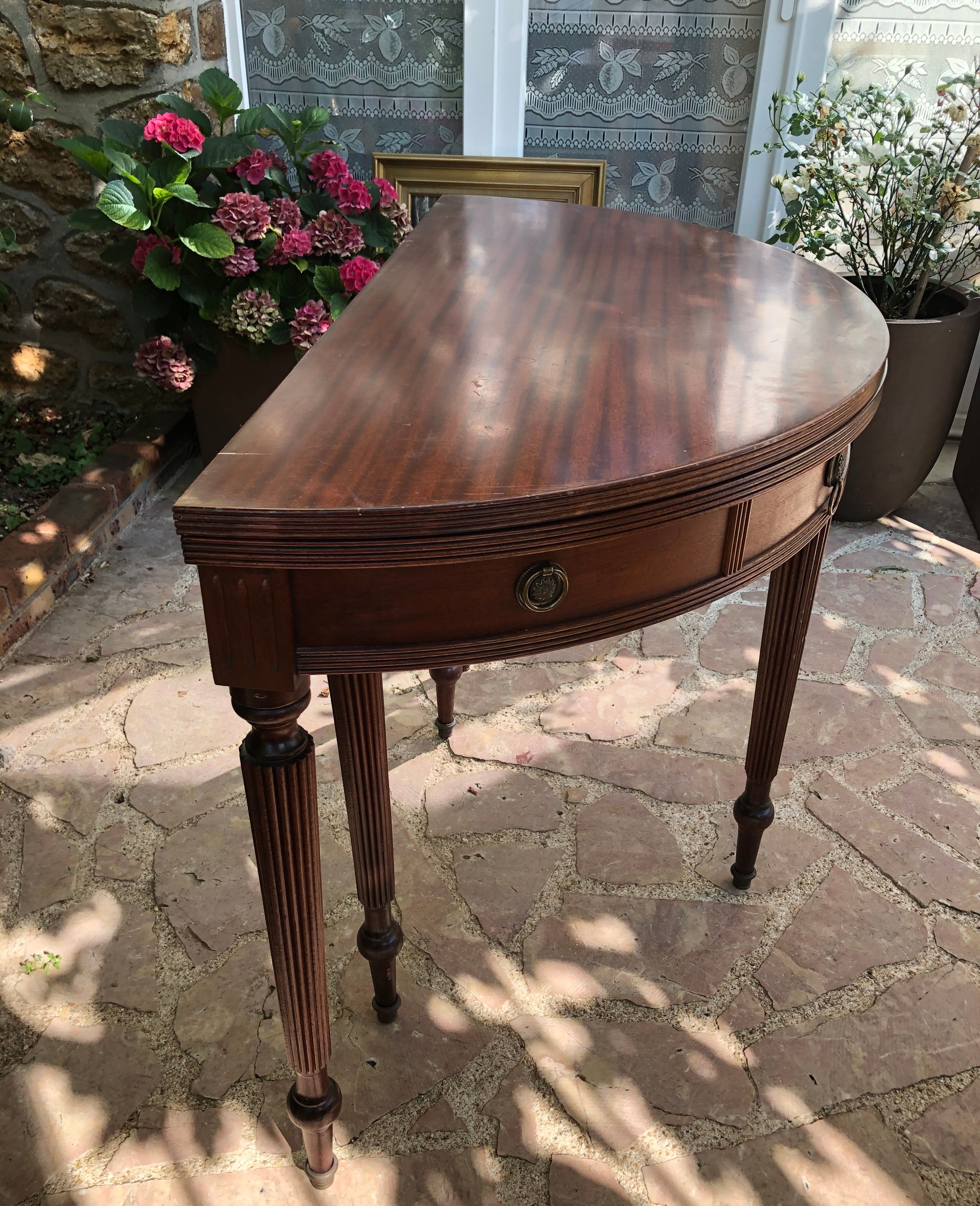 Louis XV-style half moon table