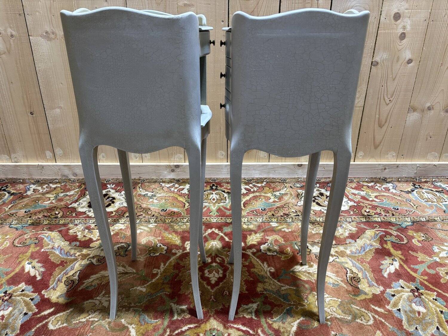 Pair of white Louis XV style bedside tables.